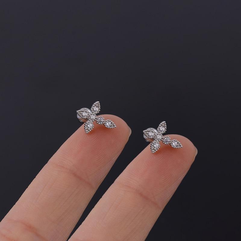 Нержавеющая сталь 316L, пирсинг, губная серьга с цирконием, серьги-гвоздики для козелка, губы, змеиного глаза, крест, спираль, раковина, хрящ, украшения для тела