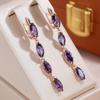 New Purple Zircon Tassel Gold Color Pendant Earrings Women Long Dangle Jewelry Luxury Accessories