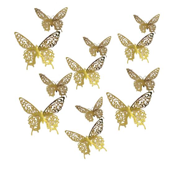 12 Pcs 3D Butterfly Wall Decor 3 Sizes Hollow Butterfly Decoration for Birthday Party Cake Topper Removable Wall Murals Decal for Kids Room