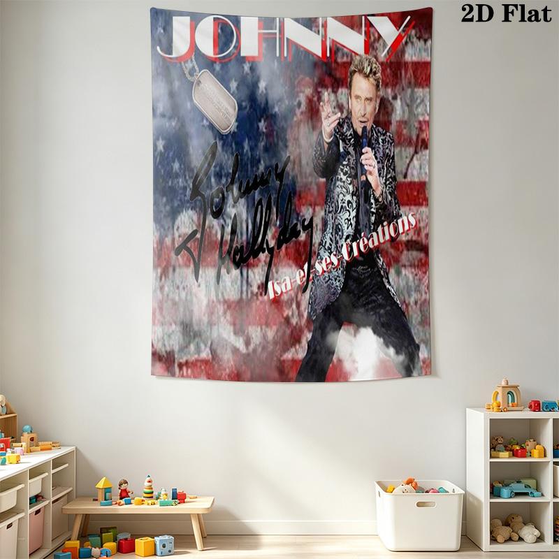 Johnny Hallyday Legend Music Tapestry Background Cloth Fashion Print Homestay Soft Decoration Tapestry Soft Wall Decoration