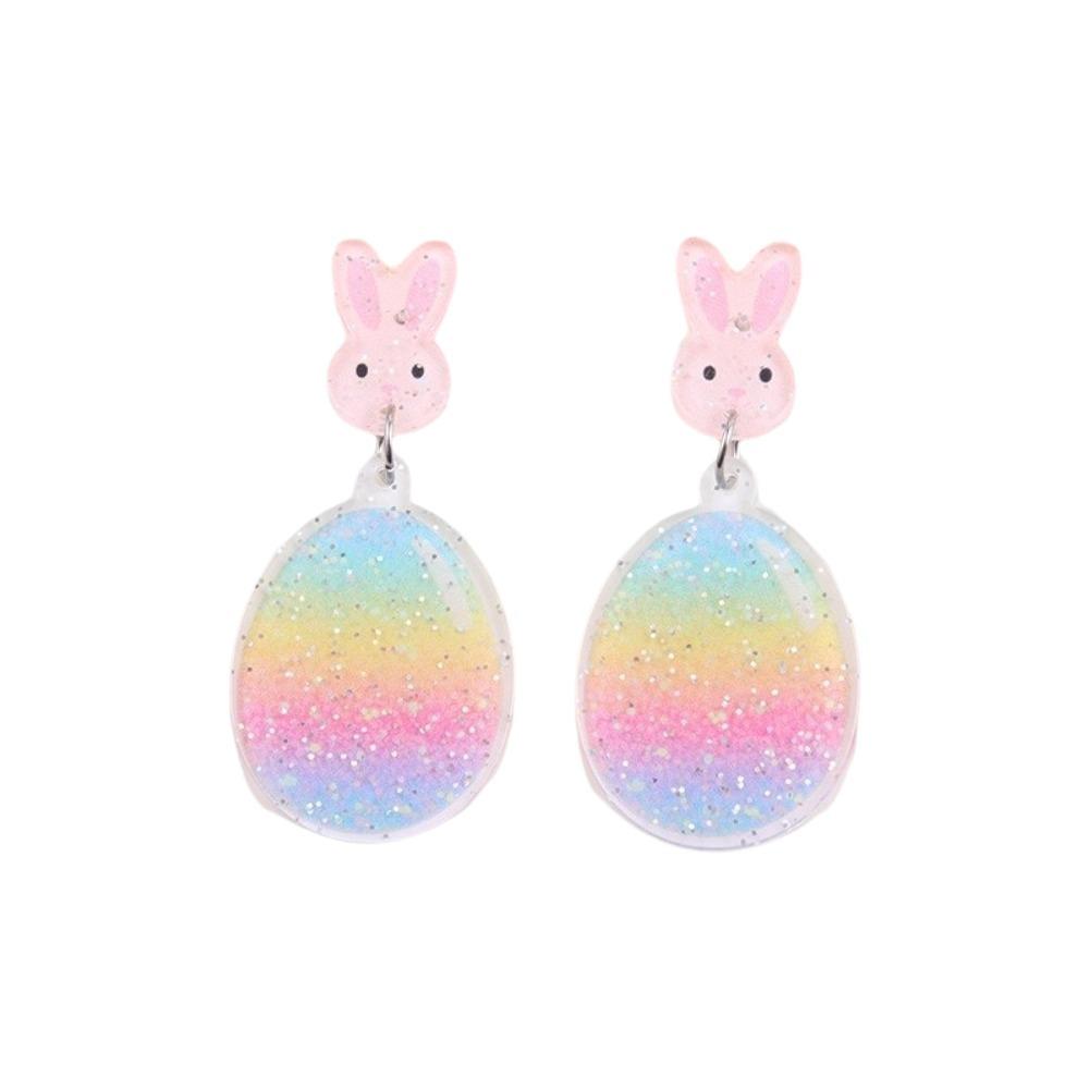 Cartoon Easter Egg Earrings Acrylic Easter Egg Dangle Earrings Bunny Pendant Earrings  Gifts