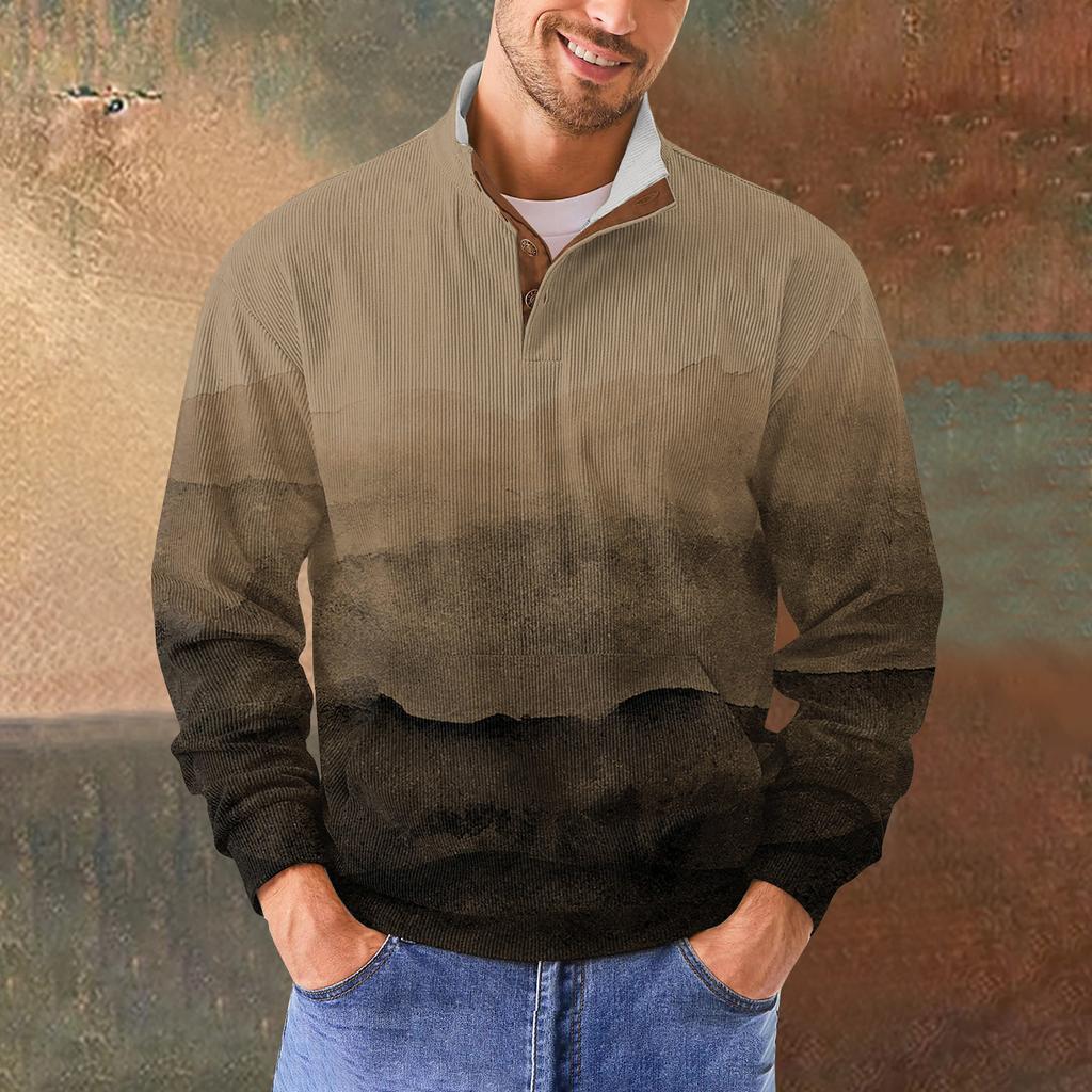 Мужская повседневная толстовка в стиле ретро с градиентным принтом