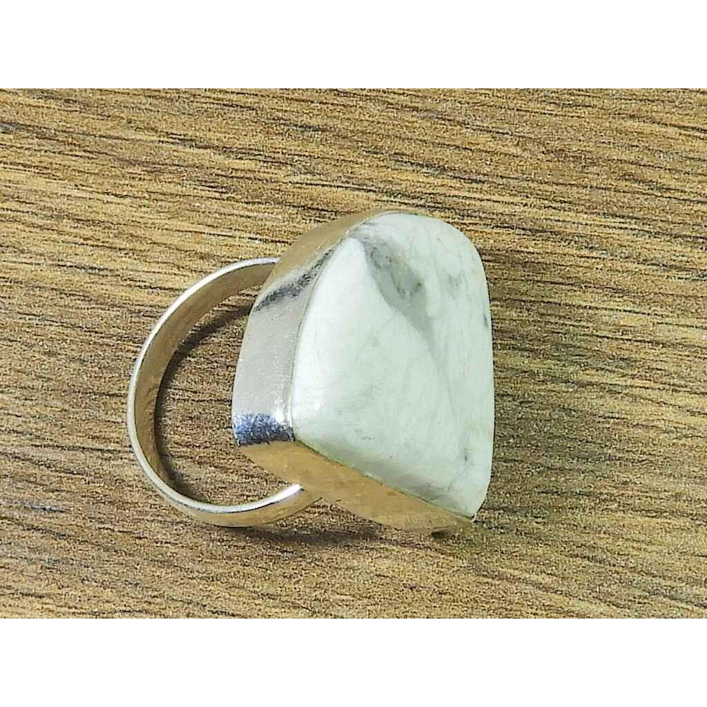 22X33MM Natural Howlite 925 Sterling Silver Fancy Handmade Ring Size US 8.5 MK-174