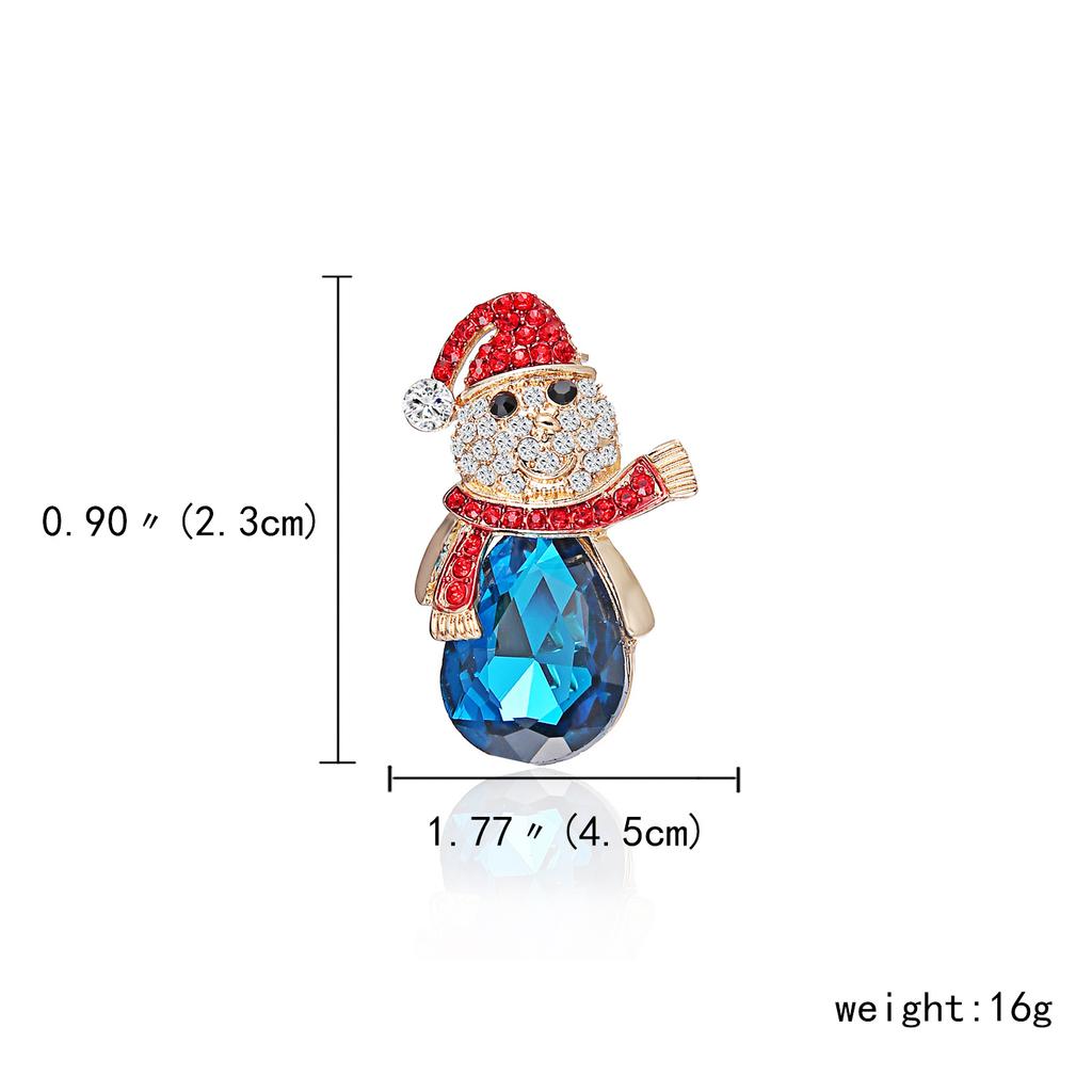 Rinhoo Cute Enamel Snowman Brooches For Women Rhinestone Snowflake Xmas Snowman Pins Badge Jewelry New Year Festival Party Gifts