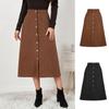 Autumn Winter Corduroy Women A-Line Skirt High Waist Solid Elegant Single Breasted Umbrella Midi Skirts Female
