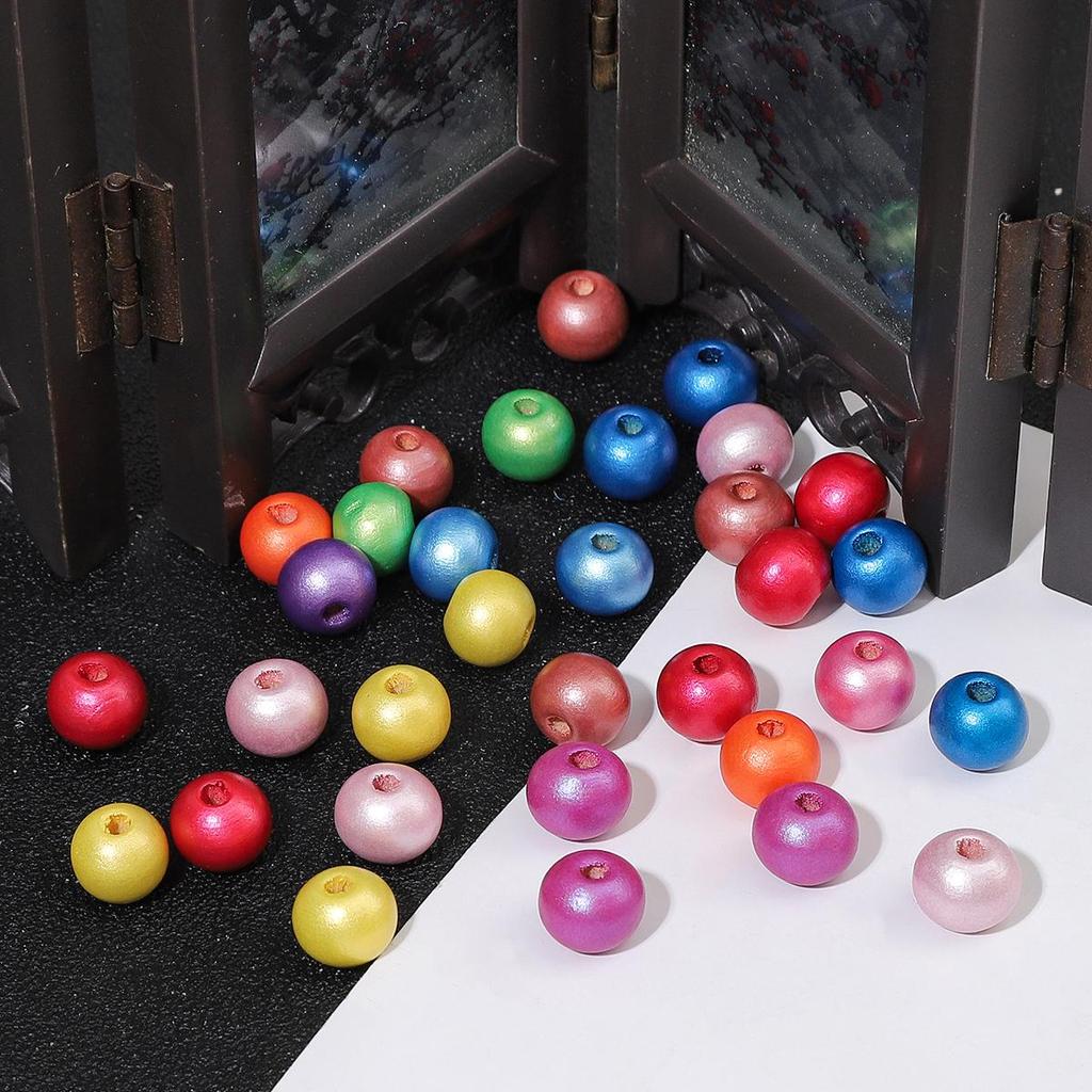 30 шт., 10 мм, круглые бусины из натурального дерева, перламутровые, окрашенные, для подвесок, браслета, ожерелья, бахрома, художественное ремесло, украшенные аксессуары ручной работы «сделай сам»