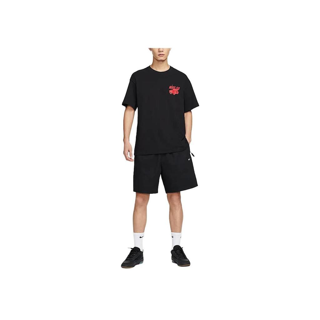 Nike SB Logo свободный крой футболка для скейтбординга мужские топы черные HJ0821-010