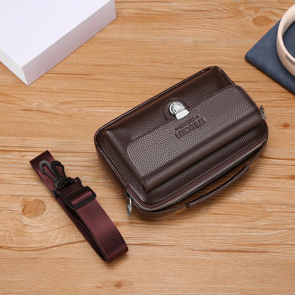 WEIXIER Leather Messenger Bag for Men Waterproof Large Capacity Crossbody Shoulder Briefcase with Adjustable Strap Business Travel Office Work