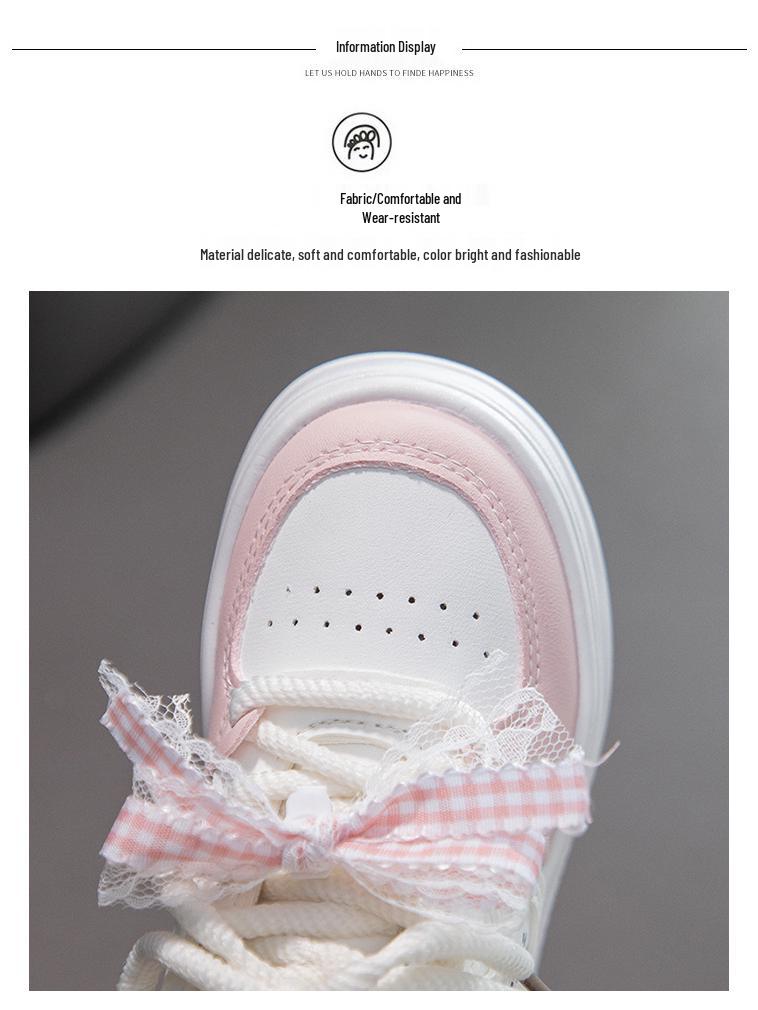 Milky Fufu Spring/Autumn Children's White Skate Shoes - Cute, Versatile, and Comfortable with Thick Soles