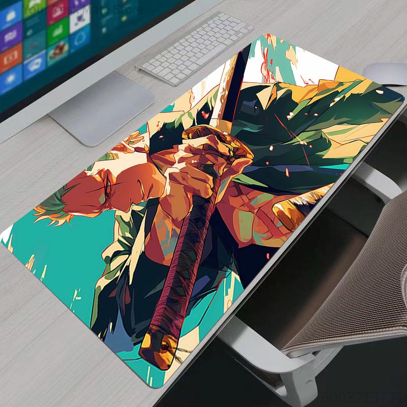 Коврики для мыши Аниме Игровые аксессуары Большой коврик для мыши One Piece Зоро Ковер Геймерский ПК Компьютер Клавиатура Настольный коврик Mausepad