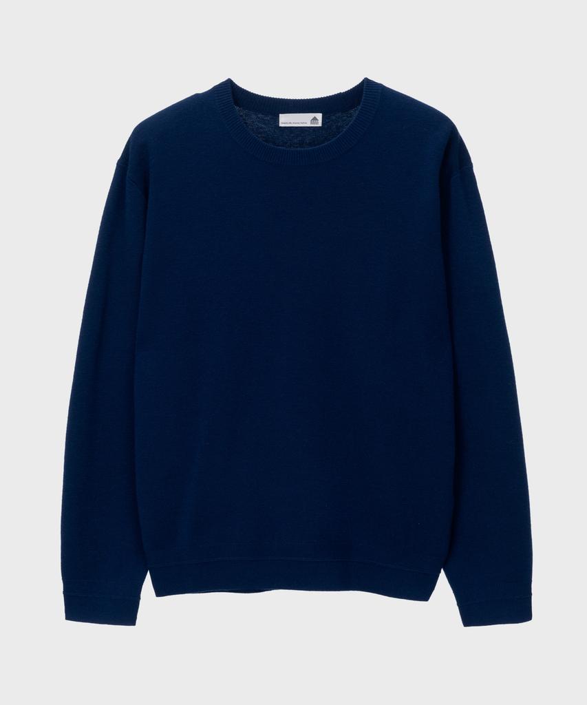 BASIC HOUSE Uni Daily Round Neck Knit Navy Lwkt7101