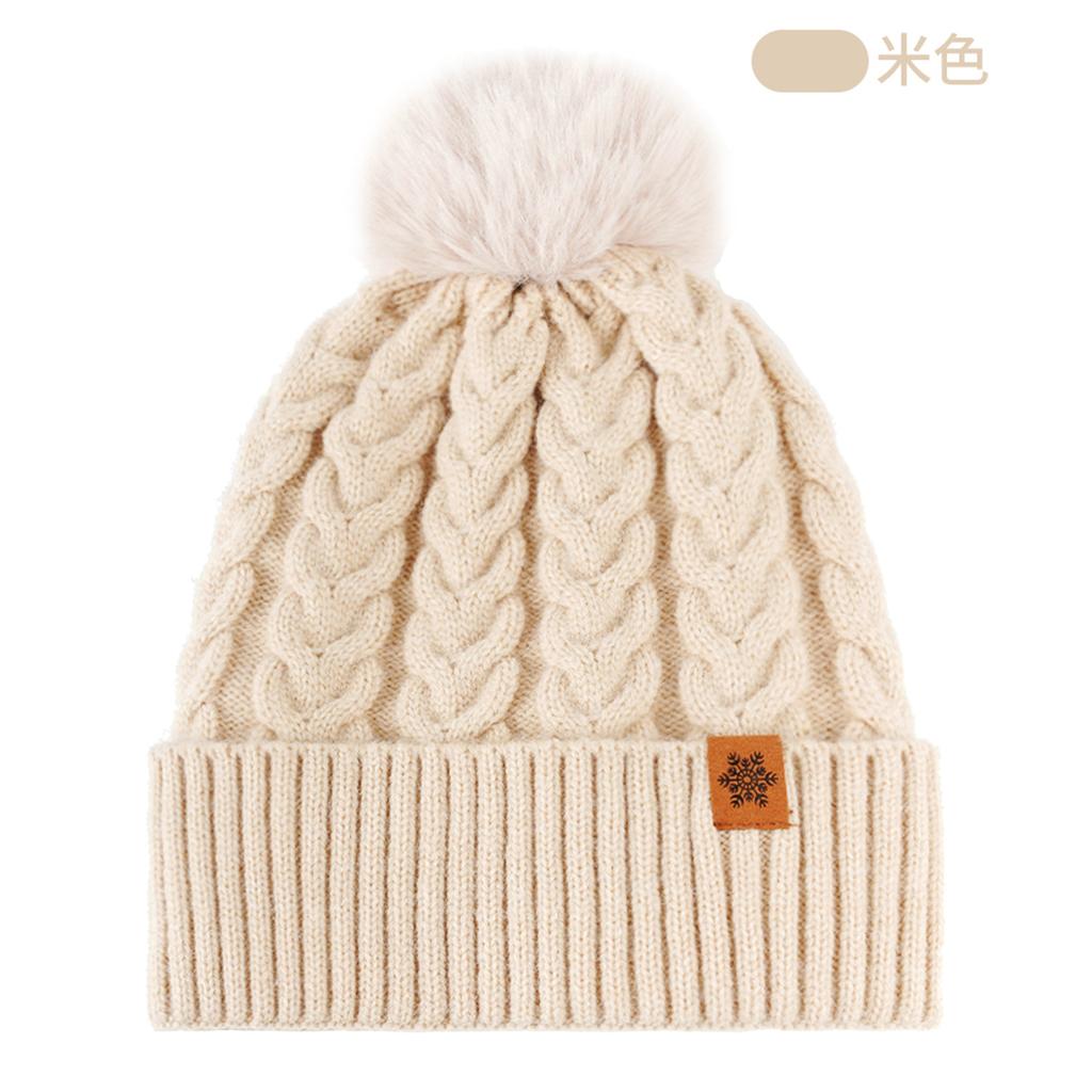Knitted hat women's winter double-layer velvet and cold-proof wool pullover hat, ear protection and warm knitted hat