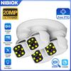NIBIOK Four Lens Camera WiFi HD 20MP PTZ Outdoor Camera Waterproof Two-Way Intercom Night Vision Camera 10X ZOOM Mobile Tracking Camera