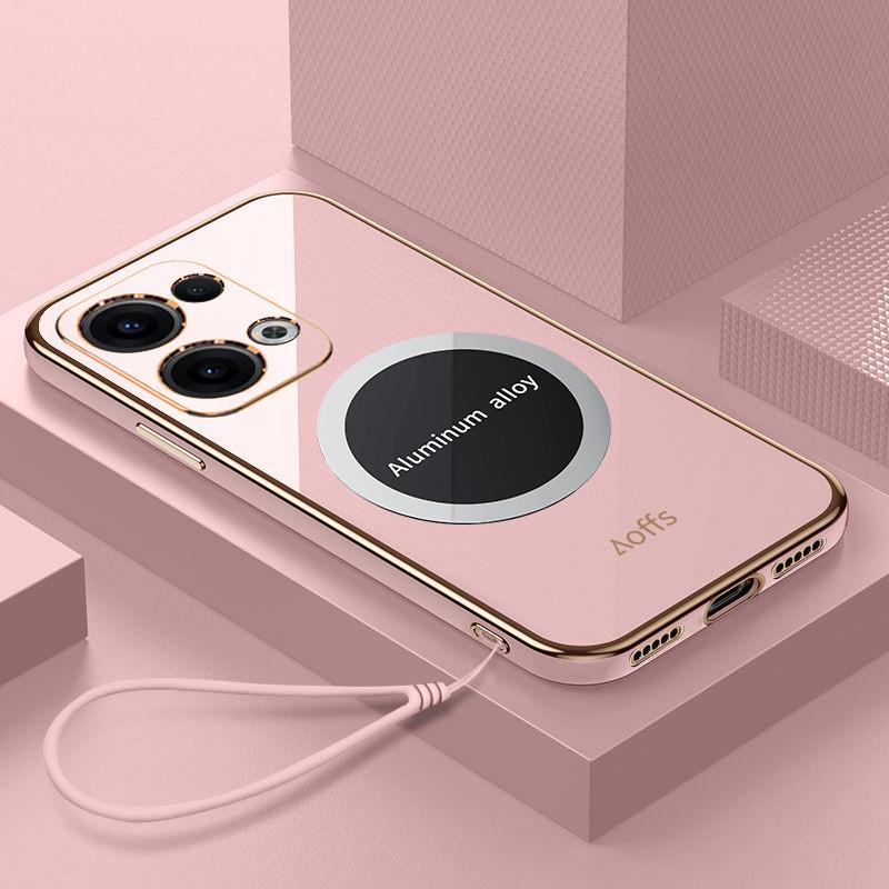 For Oppo Reno13 Pro Case Oppo Reno 13 Phone Case Luxury Square Plating Magnetic Attraction ShockProof Silicone Back Cover