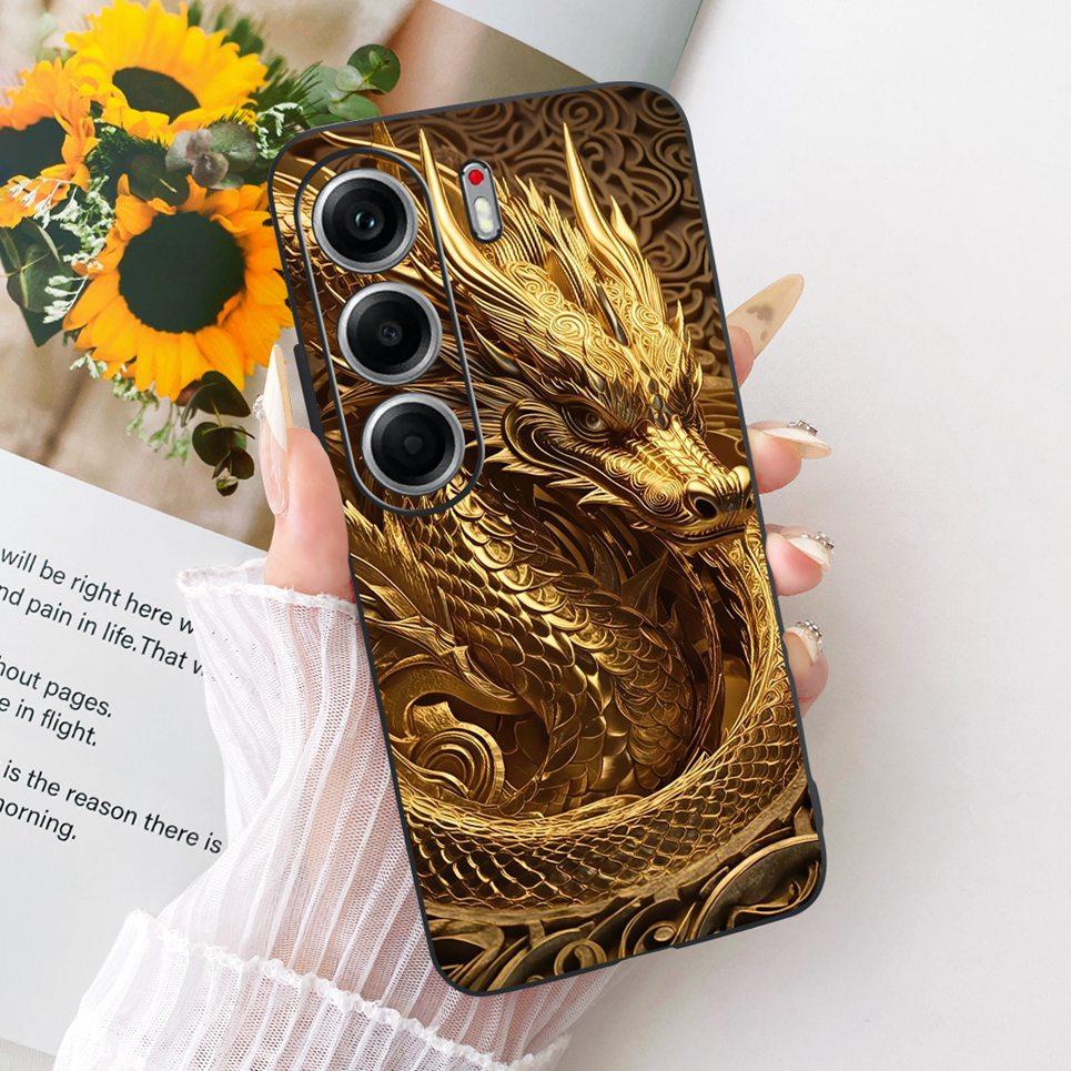 Чехол Для Tecno Camon 40 Pro CM7 CM6 Чехлы Для Телефона На Camon 40 4G CM5 Милые Мультяшные Животные Крутой Дракон Лев Мягкий ТПУ Черный Чехол