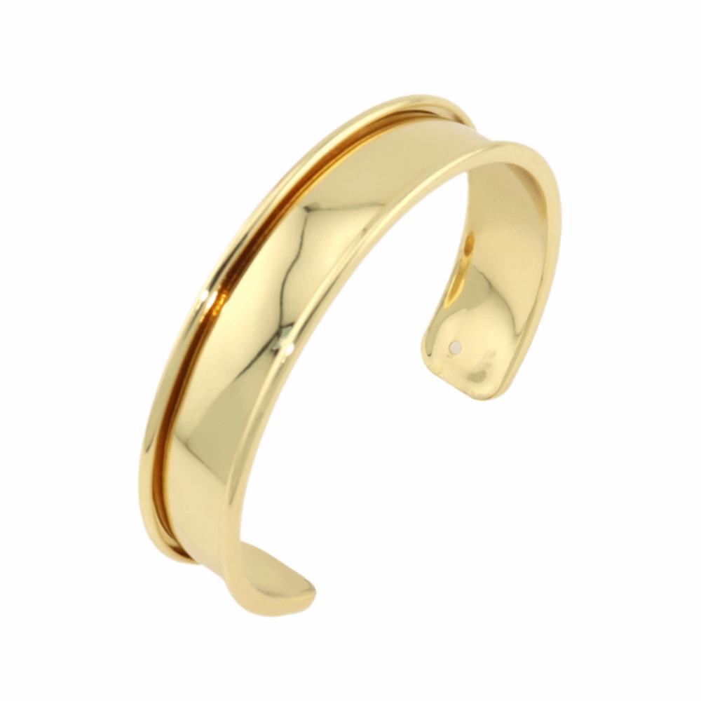 Smooth Wide Concave Groove DIY Bracelet 18K Genuine Gold Simple Bracelet Base for Women