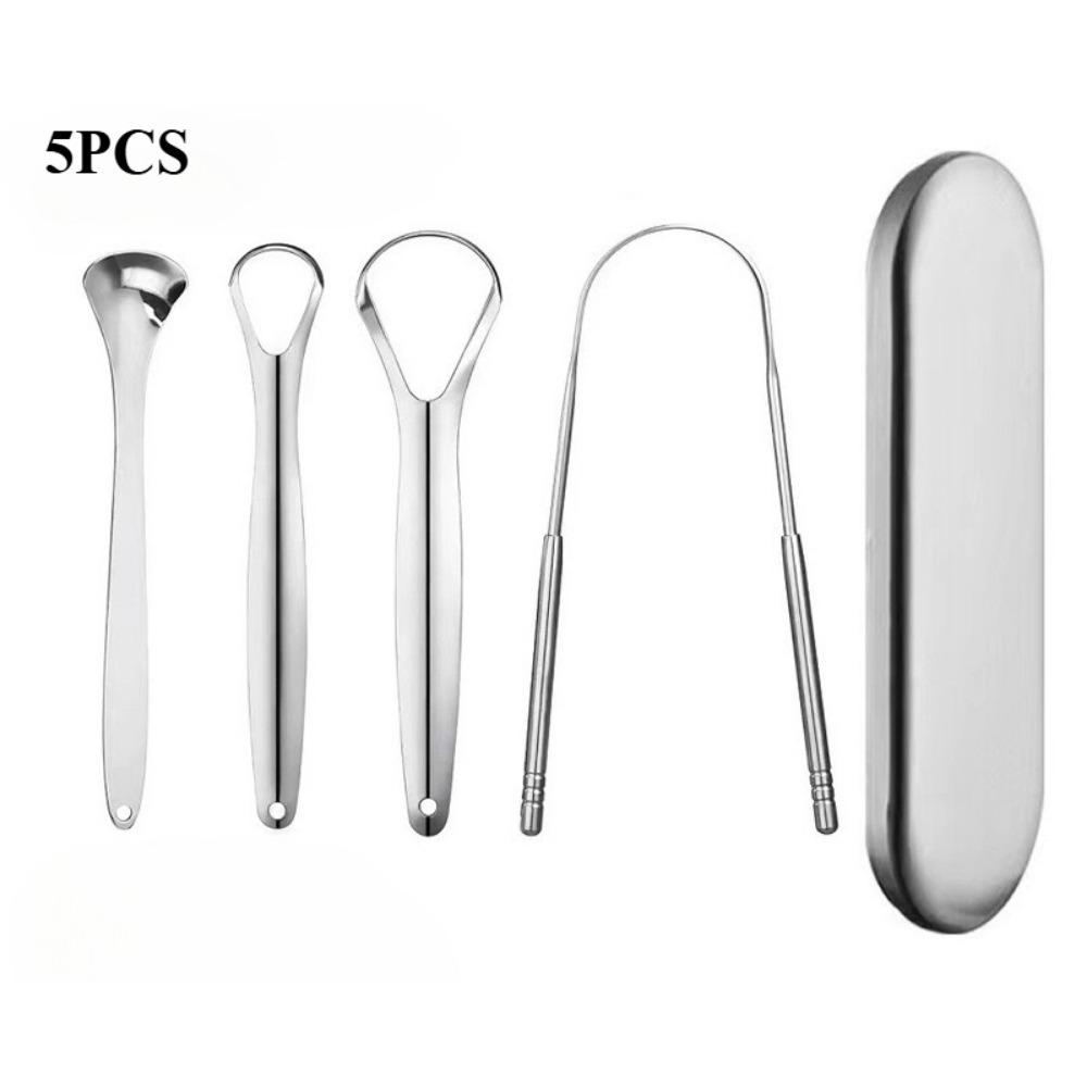 Скребки для языка из нержавеющей стали, очиститель языка для взрослых и детей, портативный очиститель для удаления налета с языка, чистящие инструменты для полости рта