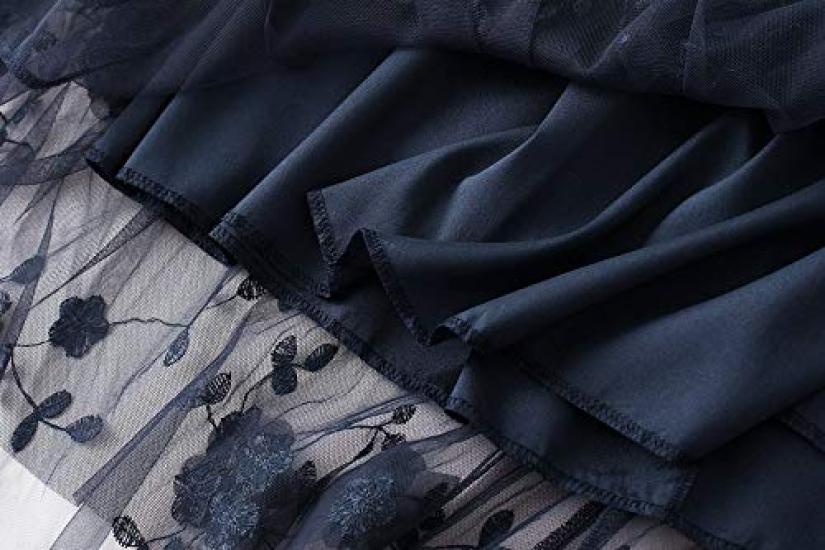 Юбка женская LeafIn Long Floral Elastic Tulle Tutu 8692, с принтом, с высокой талией, на талии, юбка, пышная, стройнящая, подчеркивающая фигуру, А-силуэта, вышитая,