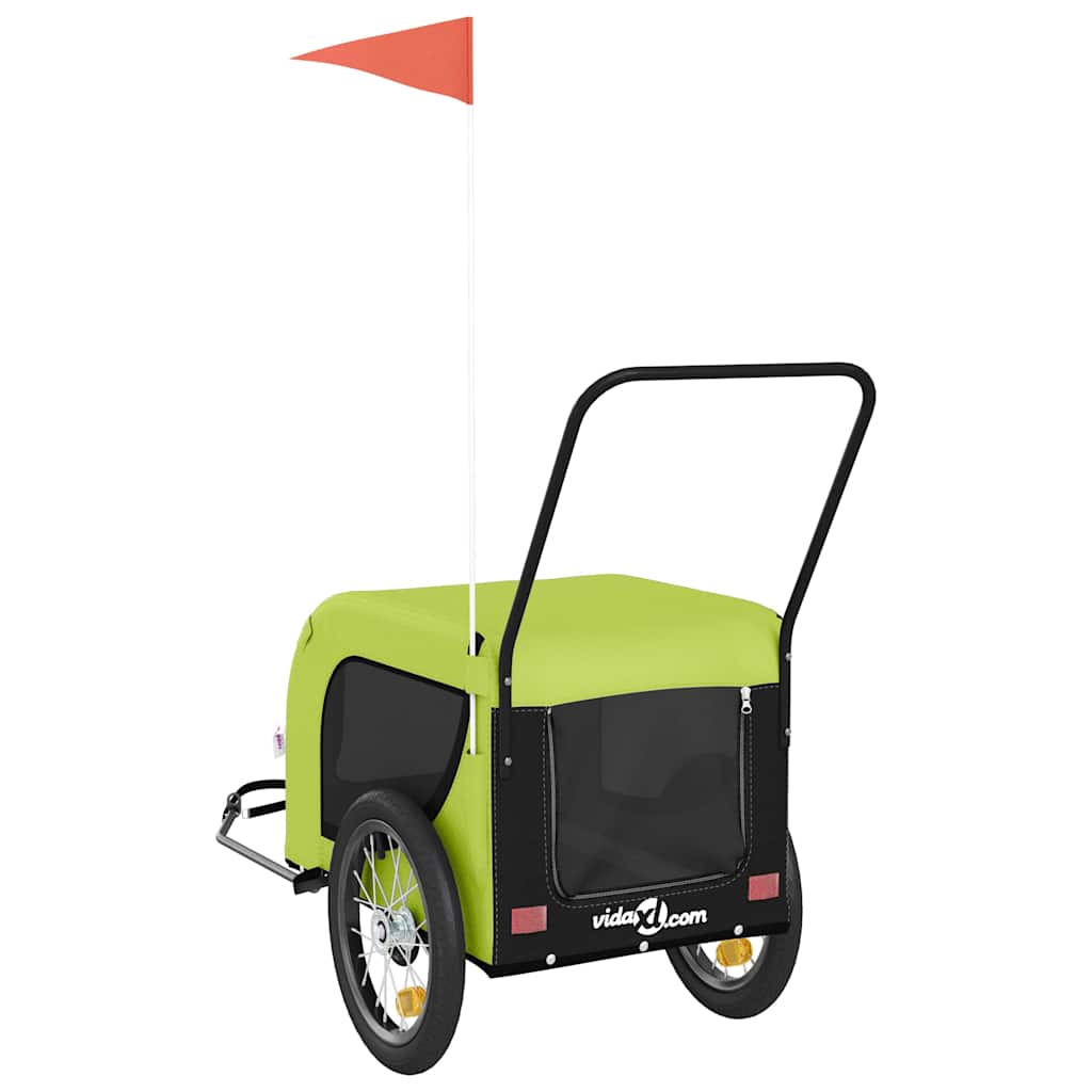 Bike Trailer for Dogs Green and Black Oxford Fabric & Iron