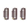 50pcs 8 Tips 8 Teeth Snap Comb Wig Clips Stainless Steel Snap Clips with Rubber Hair Grips for Hair Extension Wigs Brown