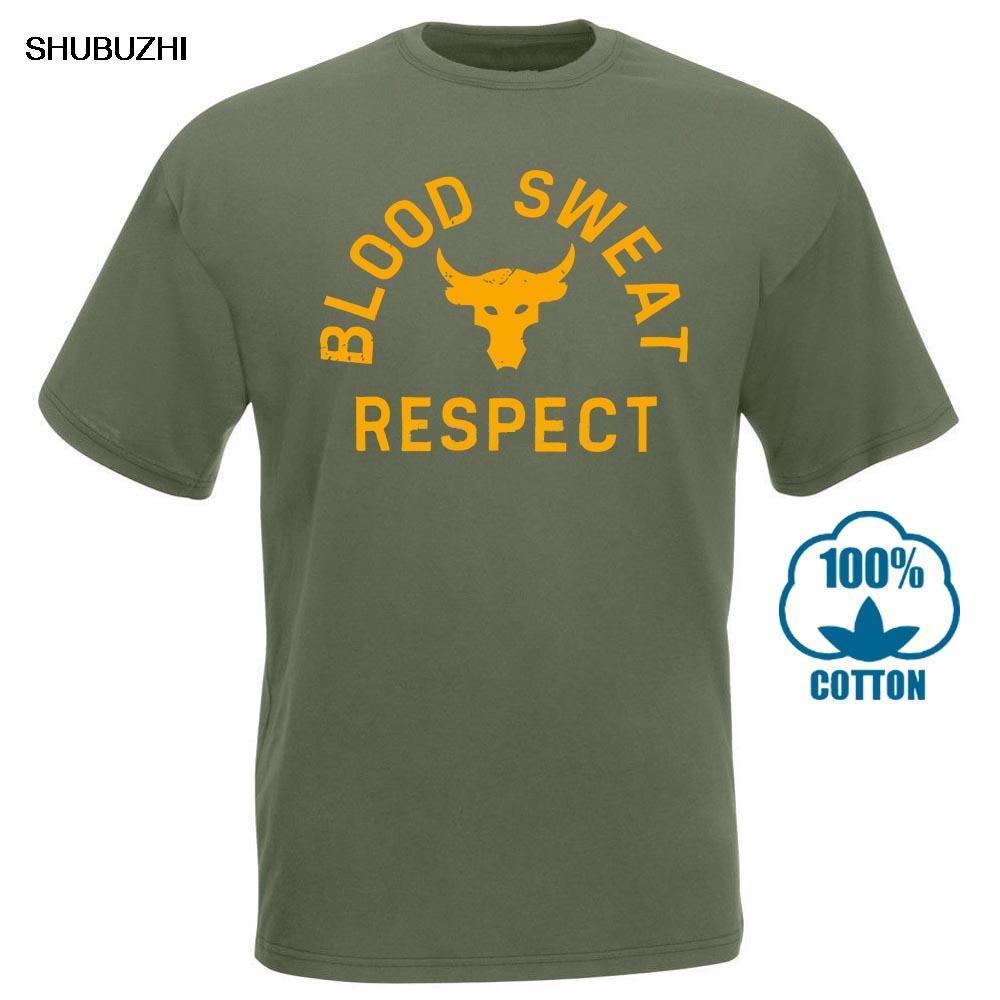 Мужская футболка с графикой Project Rock Blood Sweat Respect Мужская модная футболка с коротким рукавом Camisetas Slim Fit