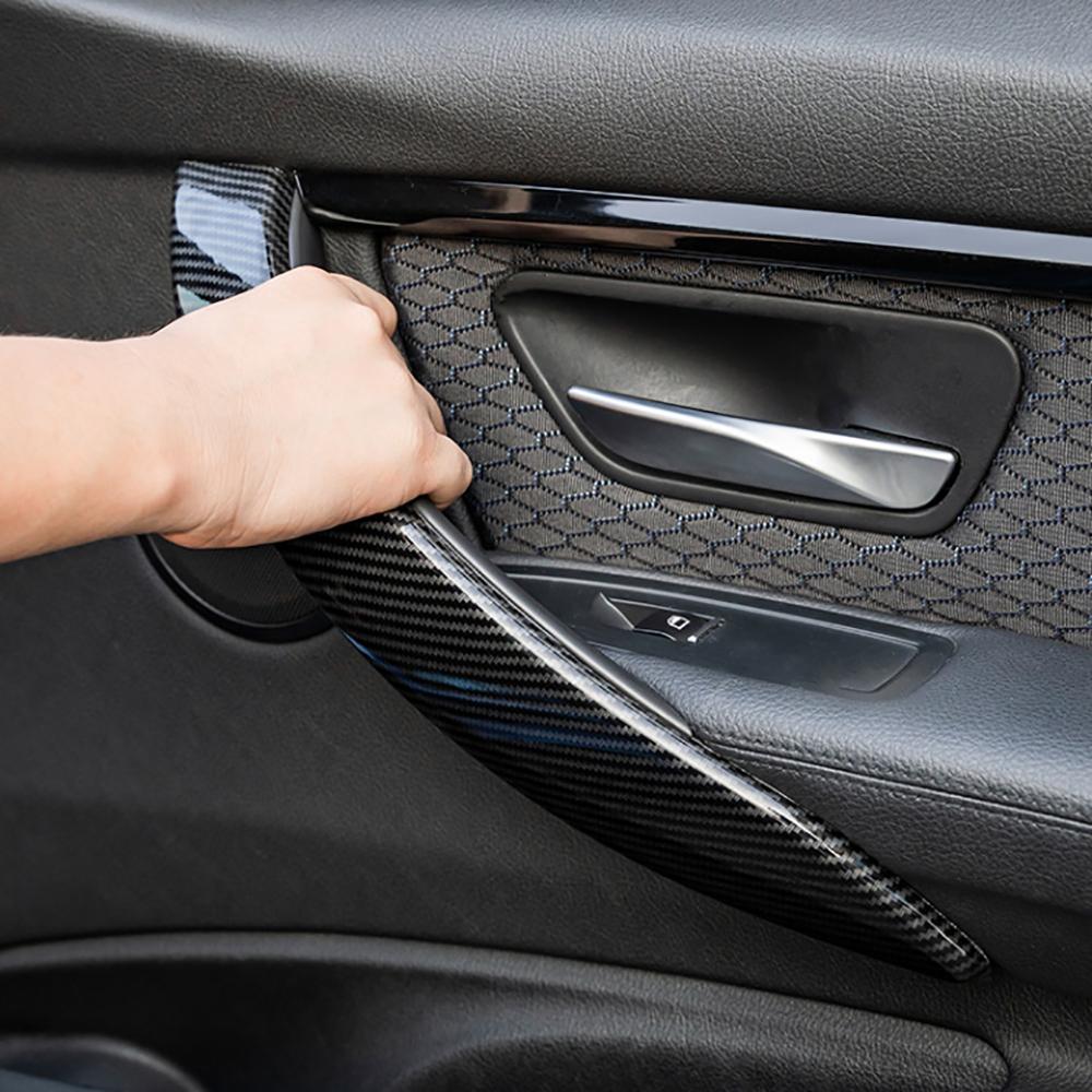 4x Carbon Fiber Style Interior Door Handle Cover Trim For BMW F30 320i 328i F34