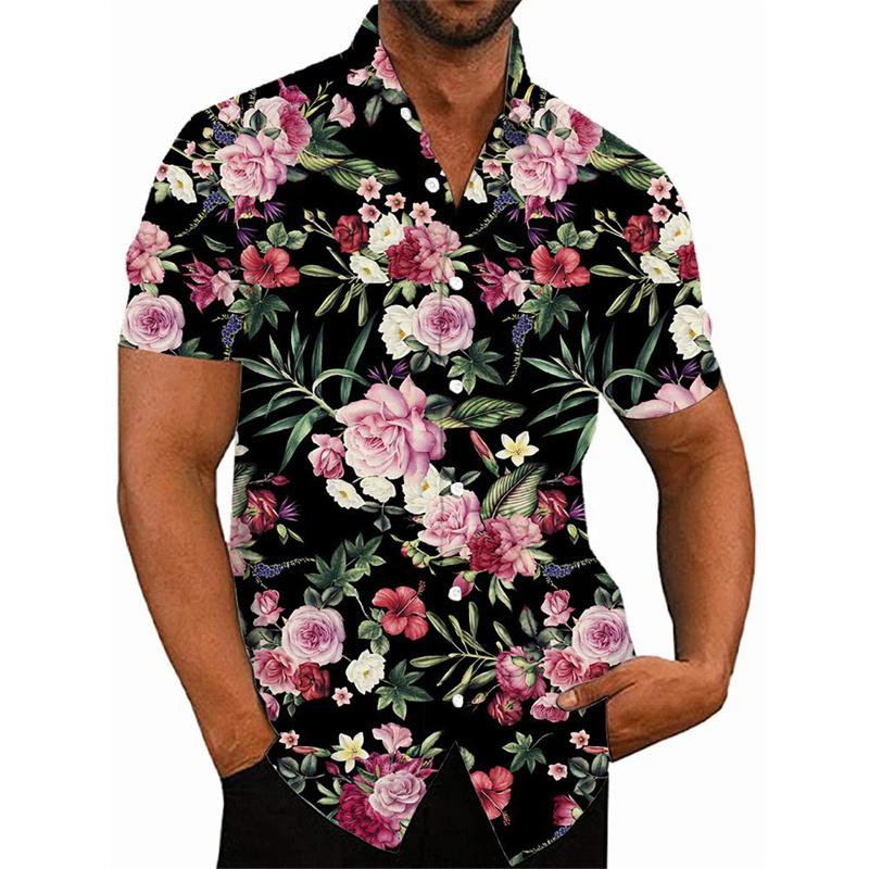 Men's Shirt For Men 3D Printed Flower Hawaiian Summer New Fashion Beach Shirt Comfortable Top Blouse Short Sleeves Streetwear