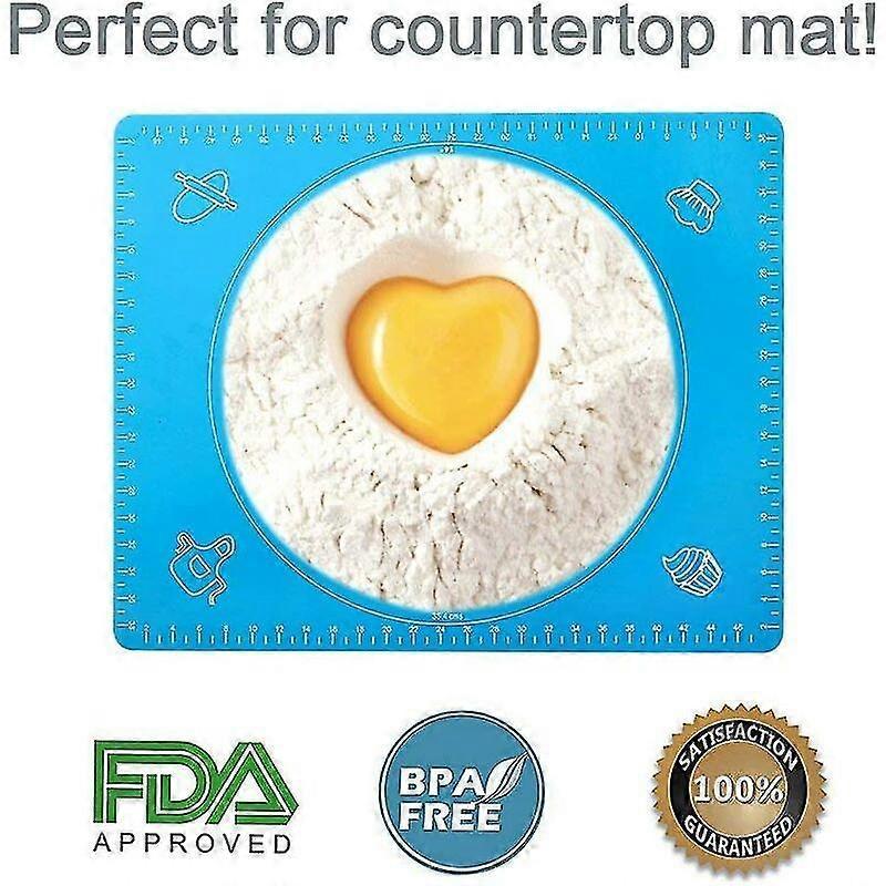 Reusable Non-stick Silicone Baking Mat Fondant Pate, 100% Bisphenol-a (bpa) Free, With Measurement, 50 X 40 Cm (blue)