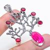Natural Ruby(Simulated), Garnet 925 Sterling Silver Jewelry Pendant 2.76" R1R70