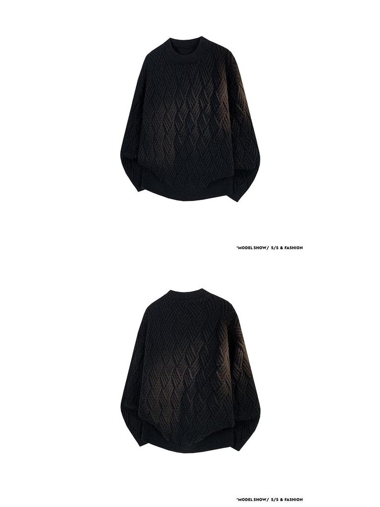 2025 Autumn/Winter Men's Round Neck Trendy Cable Knit Sweater Jacket