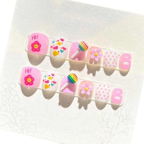 12 шт., детские мультяшные наклейки для дизайна ногтей, милые цветочные облака, сердечные узоры, стразы, наклейки для ногтей, самоклеящиеся накладные ногти, художественное украшение «сделай сам»