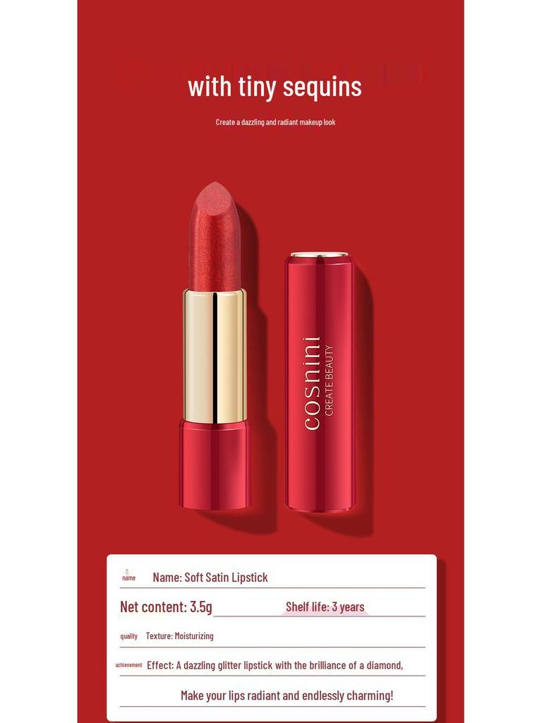 Cosnini Small Makeup Pearly Shimmer Lipstick In Rose Purple Dragon Fruit Shade - Long-lasting, Non-Transferable.