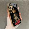2D чехол для телефона AK с узором короны для Samsung S26 S25 S24 S23 S22 S21 S20 A56 A36 A16 Золотой стеклянный защитный чехол