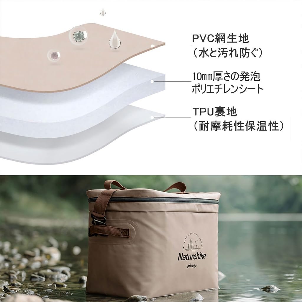 Naturehike Camping Insulated Ice Pack Large Capacity 12L Soft Retention Handheld or Shoulder Includes PVC Bag for Change and Lunch Cooler, Cooler,