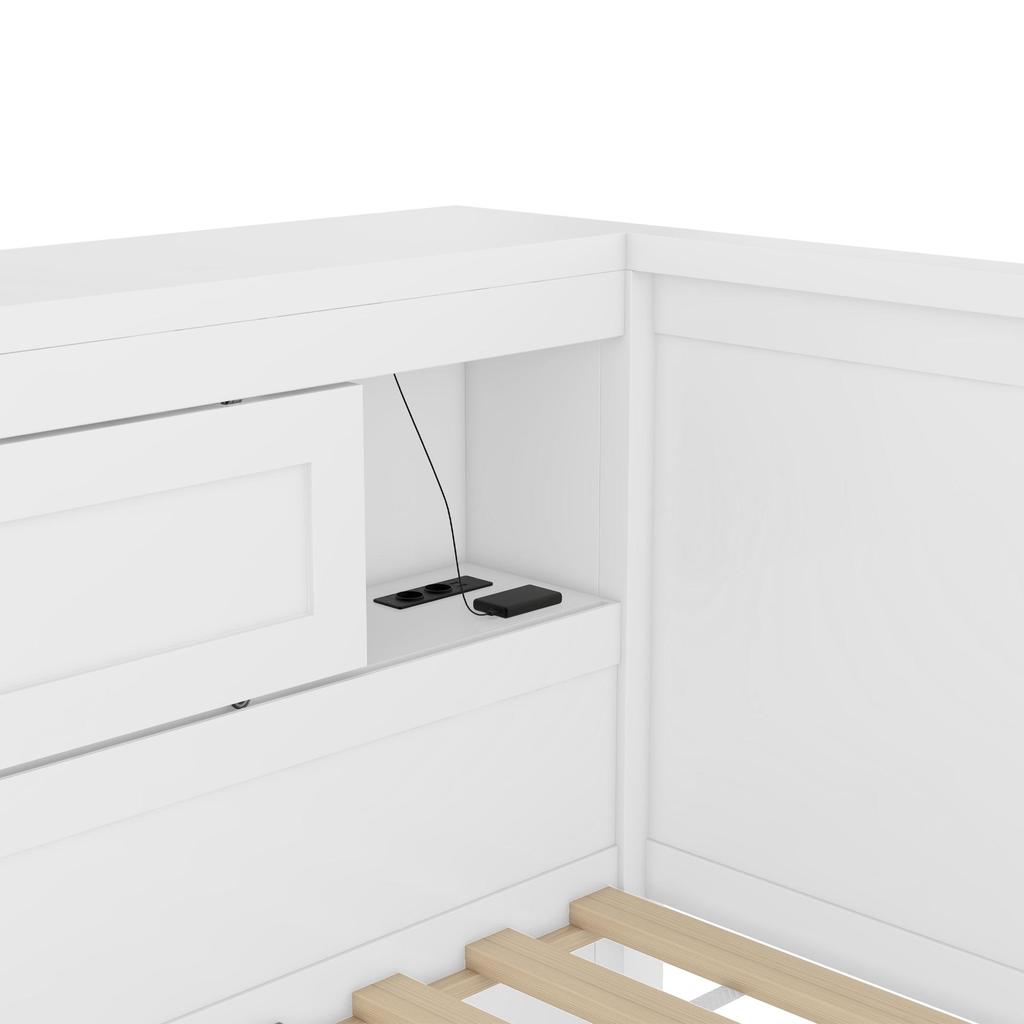 Диван-кровать Flieks 90x200 Выдвижная кушетка со светодиодной подсветкой, местом для хранения, розеткой + USB