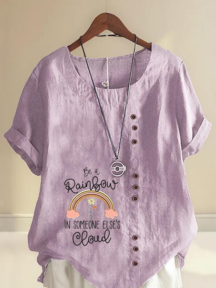 Women's Fashion Colored Letters Print Shot Sleeve T-shirt Loose Cotton Shirt Casual Loose Summer Blouse Tops Plus Size