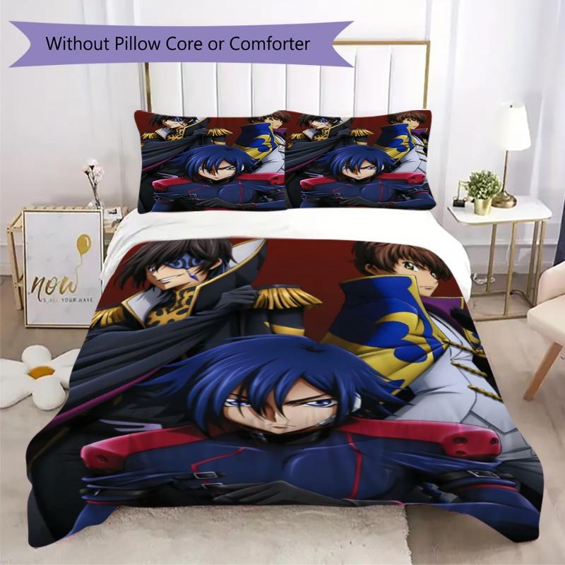 Code Geass Lelouch Anime 3Pcs Bedding Set, Duvet Cover with 2 Pillowcases, No Comforter No Pillow Core