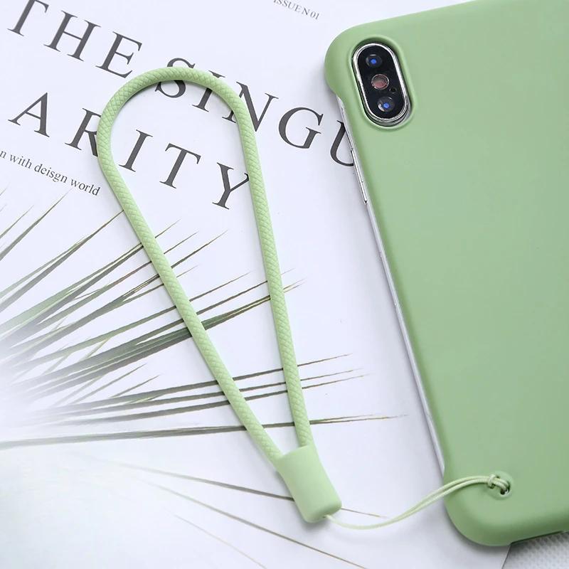 1Pc Color Simple Liquid Silicone Mobile Phone Lanyard Portable Phone Camera Handheld Fan Keychain Non-slip Anti-lost Wrist Strap