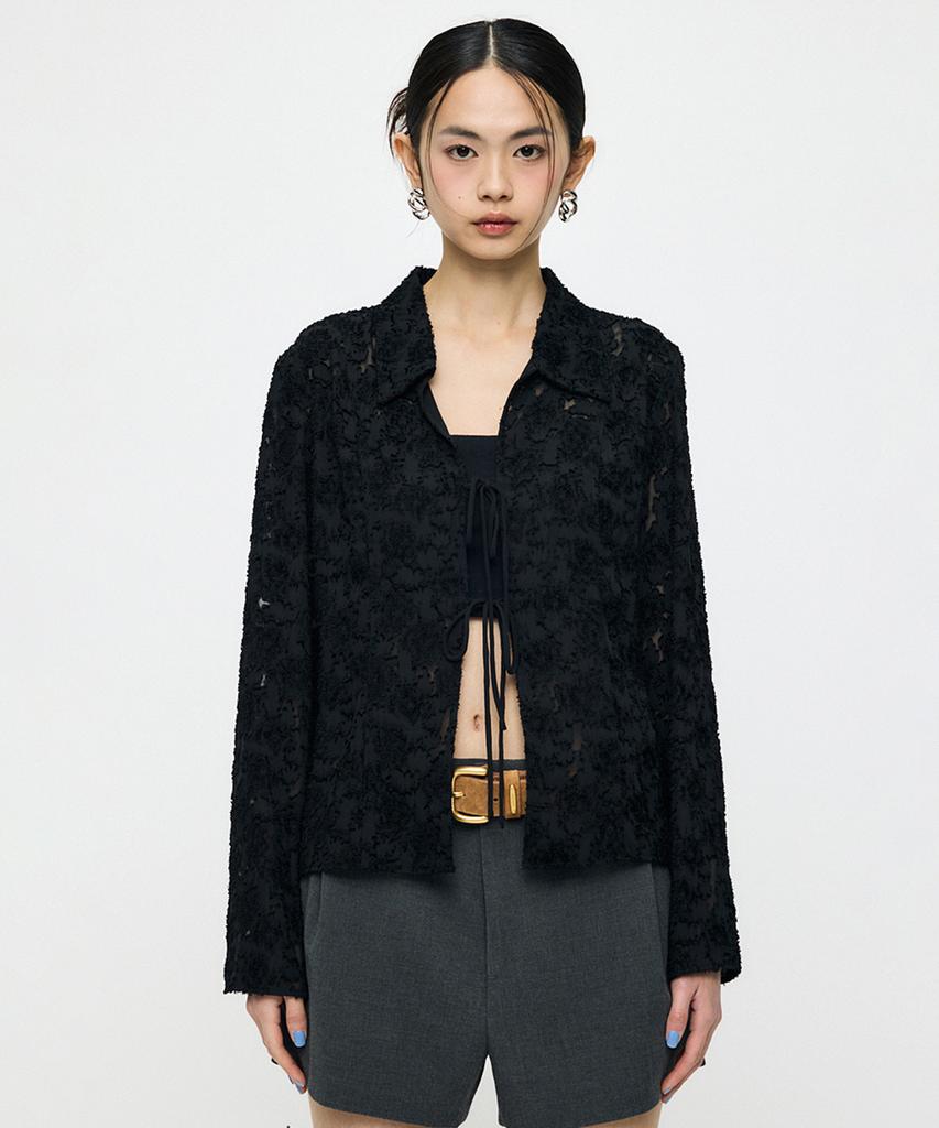 INSILENCE WOMEN [Moussy] Jq Front Tie Shirt Black