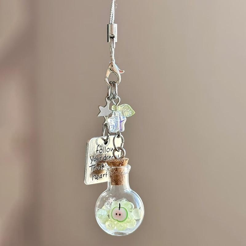 Sweet Christmas Tree Drift Bottle Four-Leaf Clover Pendant Phone Strap Keychain Exquisite Backpack Decoration Accessories Gifts