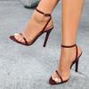 Fashion Liyke Wine Red Ankle Strap Designer Sandals 2025 Summer Fashion Open Toe Thin High Heels Wedding Banquet Shoes Women Sandalias