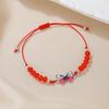 Butterfly braided bracelet, couple girlfriend beaded hand rope, alloy butterfly adjustable wax wire bracelet