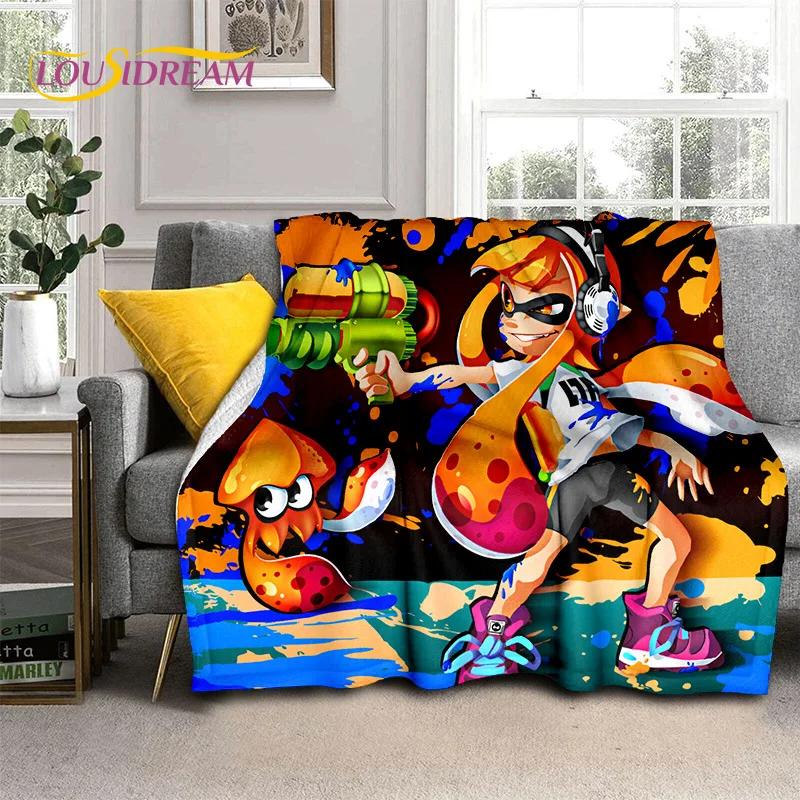 Splatoon3 PC Игрок Мультяшная Игра Мягкие Одеяла, Теплое Плед-Покрывало Уютное Одеяло для Пикника Кроватей Дивана Дома Спальни Подарок