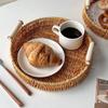 1 шт. Завтрак Хлеб Еда Плетеная ротанговая корзина ручной работы Фрукты Овощи Торт Плетеная с ручкой Поднос для хранения Круглая форма Тарелка для еды