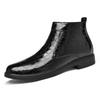 Men's Shoes Business Men's Leather Boots Autumn and Winter High-top Foot Cover Snake Leather Dress Casual Shoes Large Size Cotton Boots Men