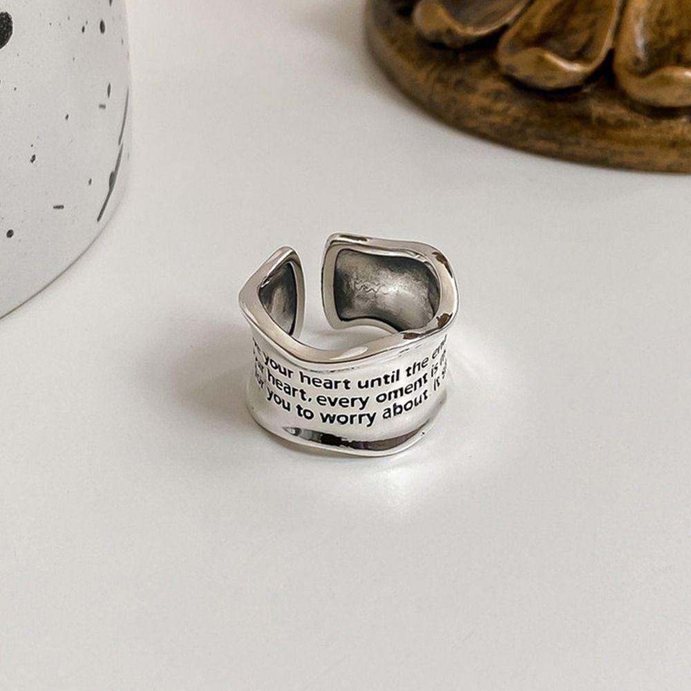 Ring Green Stripe Wavy Pattern Women Opening Ring Korean Style Ring Fashion Jewelry Vintage Ring