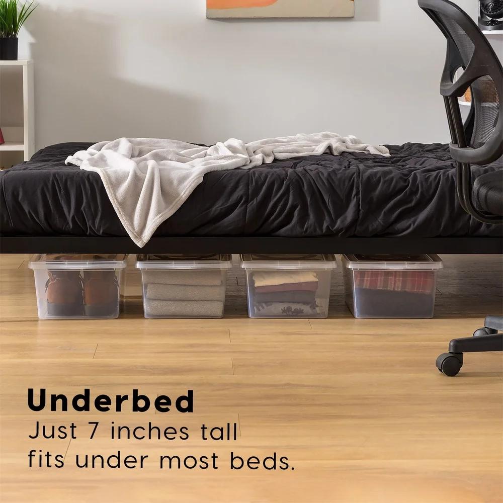 17 кварт. Пластиковый контейнер для хранения с крышкой Штабелируемый контейнер для хранения Сумка Прозрачный