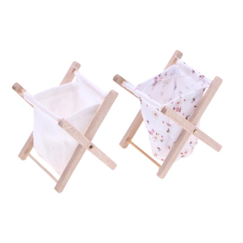 1:12 Miniature Wooden Folding Dollhouses Laundry Basket for Bathroom Decoration Miniature Model