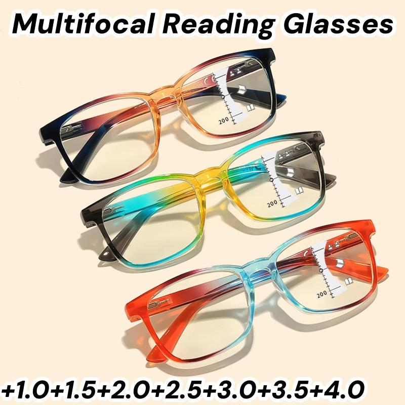 Модные Мультифокальные Очки для Чтения с Градиентом Цвета Женские Мужские Блокирующие Синий Свет Очки для Пресбиопии Новые Высококачественные Очки
