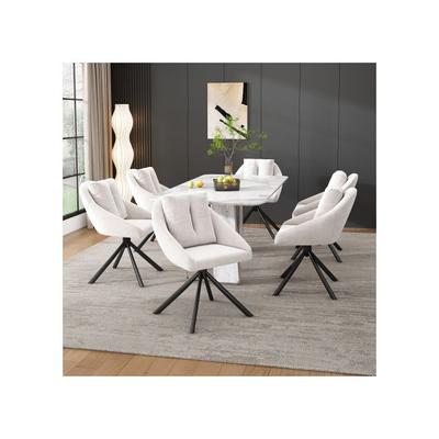 Chaises De Salle À Manger Modernes - - Modèle Contemporain - Revêtement Velours Beige - Cadre Métal